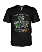 Load image into Gallery viewer, You're Always Lucky When You're With A Great Dance St Patrick's Day Gift For Dog Lovers Guys V-Neck
