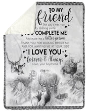 Load image into Gallery viewer, Deer Boyfriend Gift For Girlfriend I Love You Forever And Always Sherpa Blanket
