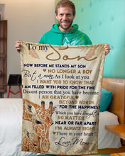 Load image into Gallery viewer, Giraffe Leave Pattern Always Right There In Your Heart Mom Gift For Son Fleece Blanket
