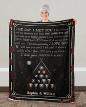 Load image into Gallery viewer, Custom Name Gift For Lovers Billiard The Day I Met You Sherpa Blanket
