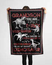 Load image into Gallery viewer, Grandma Gift For Grandson You Are Strong As T Rex Fleece Blanket

