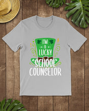 Load image into Gallery viewer, Green Top Hat I'm A Lucky School Counselor St Patrick's Day Gift Guys Tee
