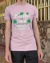 Load image into Gallery viewer, Physical Therapist Green Lip Shamrock St. Patrick's Day Color Changing Mug Guys Tee

