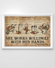 Load image into Gallery viewer, Catchphrase Works Willingly With Hand Gardening Gift For Garden Lovers Horizontal Poster
