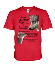 Load image into Gallery viewer, Wolf Grandma Gift For Grandson Believe In Yourself Guys V-Neck
