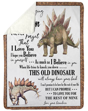 Load image into Gallery viewer, Dinosaur Grandma Gift For Grandson Believe In Yourself Sherpa Blanket
