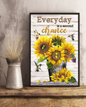 Load image into Gallery viewer, Sunflowers And Hummingbirds Everyday Is A Second Chance Vertical Poster
