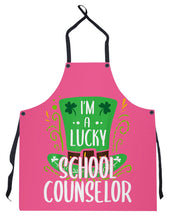 Load image into Gallery viewer, Green Top Hat I'm A Lucky School Counselor St Patrick's Day Gift Apron
