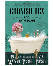 Load image into Gallery viewer, Cornish Rex Cat Bath Soap Wash You Paws Gift For Cat Lovers Vertical Poster
