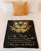 Load image into Gallery viewer, Angel Butterfly Your Smile Is Literally The Cutest Thing Gift For Husband Fleece Blanket
