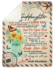 Load image into Gallery viewer, Jar Of Sunflower Laugh Love Live Grandma Gift For Granddaughter Sherpa Blanket
