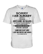 Load image into Gallery viewer, A Freaking Awesome Husband Is My Life Guys V-Neck
