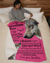 Load image into Gallery viewer, Wolf Grandma Gift For Grandson Believe In Yourself Sherpa Blanket
