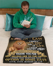 Load image into Gallery viewer, Thank You Roaring Lion Mother Gift For Son In Law Fleece Blanket
