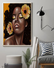 Load image into Gallery viewer, Black Girl With Sunflower On Head Gift Vertical Poster
