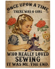 Load image into Gallery viewer, Vintage Dictionary There Was A Girl Who Really Loved Sewing Vertical Poster
