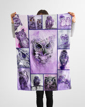 Load image into Gallery viewer, Unique Purple Owl On Winter Day Fleece Blanket
