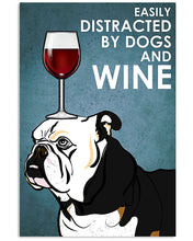 Load image into Gallery viewer, Angry Bulldog Black And White Dog And Red Wine Gift For Dog Lovers Vertical Poster
