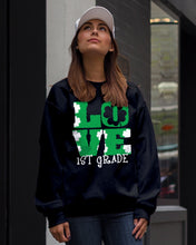 Load image into Gallery viewer, 1st Grade Love White Clover St Patrick's Day Gift For Teacher Sweatshirt
