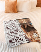 Load image into Gallery viewer, Lion Reflection You Are My Son Forever Dad Gift For Son Fleece Blanket
