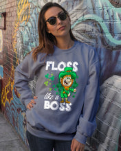 Load image into Gallery viewer, Funny Leprechaun Floss Like A Boss Shamrock Design St Patrick's Day Gift Sweatshirt
