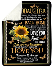 Load image into Gallery viewer, You Are My Sunshine Gold Butterflies Sunflower Grandma Gift For Granddaughter Sherpa Blanket
