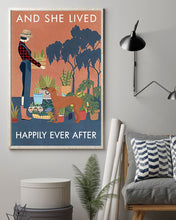 Load image into Gallery viewer, Vintage And She Lived Happily Gardening With Rhodesian Ridgeback Dog Vertical Poster
