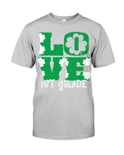 Load image into Gallery viewer, 1st Grade Love White Clover St Patrick's Day Gift For Teacher Guys Tee
