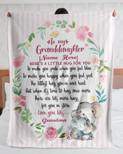 Load image into Gallery viewer, Floral Circle Custom Name Grandma Gift For Granddaughter A Little Hug For You Sherpa Blanket

