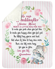 Load image into Gallery viewer, Floral Circle Custom Name Grandma Gift For Granddaughter A Little Hug For You Sherpa Blanket
