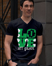 Load image into Gallery viewer, 1st Grade Love White Clover St Patrick's Day Gift For Teacher Guys V-Neck
