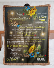 Load image into Gallery viewer, Nana Gift For Granddaughter Carry You In My Heart Sunflower Sherpa Blanket
