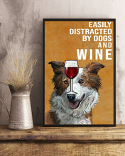 Load image into Gallery viewer, Collie Brown Dog And Red Wine Gift For Dog Lovers Vertical Poster
