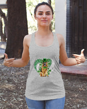 Load image into Gallery viewer, German Shepherd Green And White Clover Design St Patrick's Day Gift For Dog Lovers Ladies Flowy Tank
