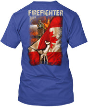 Load image into Gallery viewer, Firefighter Behind Canada Flag Gift For Firefighter Guys Tee
