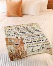 Load image into Gallery viewer, Giraffe Leave Pattern Always Right There In Your Heart Mom Gift For Son Fleece Blanket
