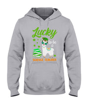 Load image into Gallery viewer, Llama Lucky To Be A Science Teacher Green Books St Patrick's Day Gift Hoodie
