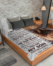 Load image into Gallery viewer, Lion Reflection You Are My Son Forever Dad Gift For Son Sherpa Blanket
