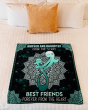 Load image into Gallery viewer, Mother And Daughter From The Start Blue Mandala Flower Fleece Blanket

