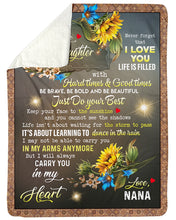 Load image into Gallery viewer, Nana Gift For Granddaughter Carry You In My Heart Sunflower Sherpa Blanket
