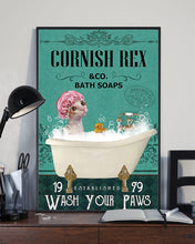 Load image into Gallery viewer, Cornish Rex Cat Bath Soap Wash You Paws Gift For Cat Lovers Vertical Poster
