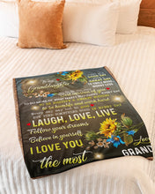 Load image into Gallery viewer, Grandma Gift For Granddaughter Sunflower Laugh Love Live Fleece Blanket
