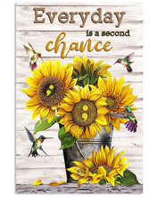 Load image into Gallery viewer, Sunflowers And Hummingbirds Everyday Is A Second Chance Vertical Poster
