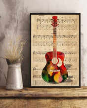Load image into Gallery viewer, Watercolor Guitar In Music Sheet Meaningful Gift For Guitar Player Vertical Poster

