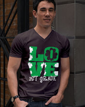 Load image into Gallery viewer, 1st Grade Love White Clover St Patrick's Day Gift For Teacher Guys V-Neck
