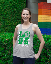 Load image into Gallery viewer, 1st Grade Love White Clover St Patrick's Day Gift For Teacher Ladies Flowy Tank
