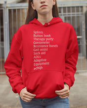 Load image into Gallery viewer, Splints Button Hook Therapy Putty Goniometer Resistance Bands Hoodie
