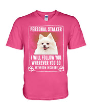 Load image into Gallery viewer, White Pomeranian Will Follow You St. Patrick's Day Printed Mug Guys V-Neck
