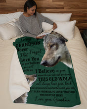 Load image into Gallery viewer, Wolf Grandma Gift For Grandson Believe In Yourself Sherpa Blanket
