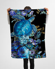Load image into Gallery viewer, I Love Sea Turtle And Flowers Gift For Girls Fleece Blanket
